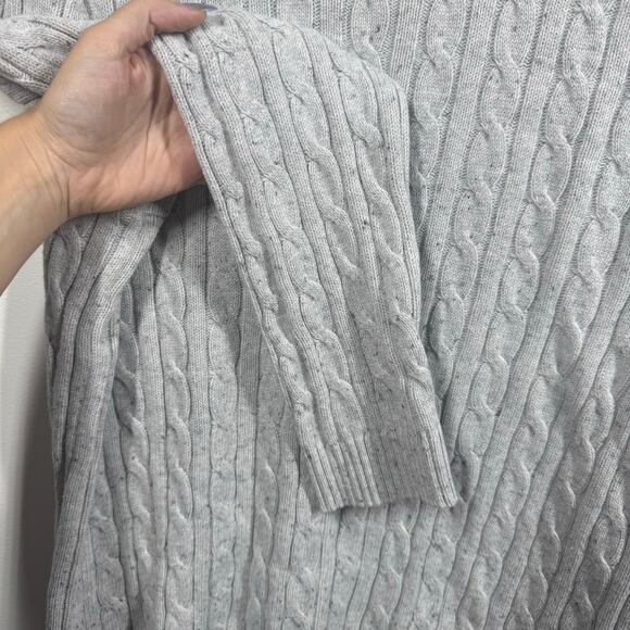 Croft & Barrow Sweater Women XL Gray Speckled Crew Neck Cable Knit Cotton Fall - Picture 5 of 8